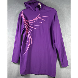 Arena Anbar‎ Cover Up Full Coverage Swim Tunic Purple Hooded Women's Size Medium